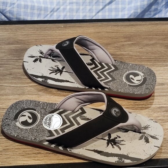 Ripzone flip-flop synthetic upper grey tropical design men's size 10 - Picture 1 of 11